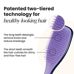 Tangle Teezer two-tier teeth technology image, promotes smoother detangling with reduced breakage.