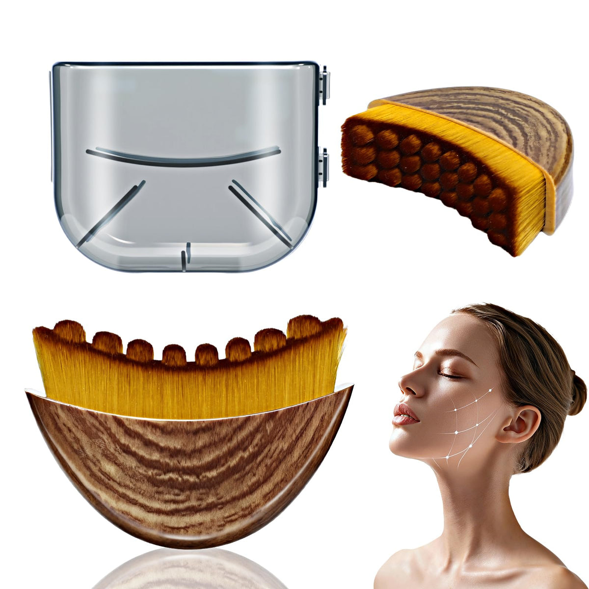 Tankitial lymphatic contour brush profile glides along contours for a lifted look and soothing massage.