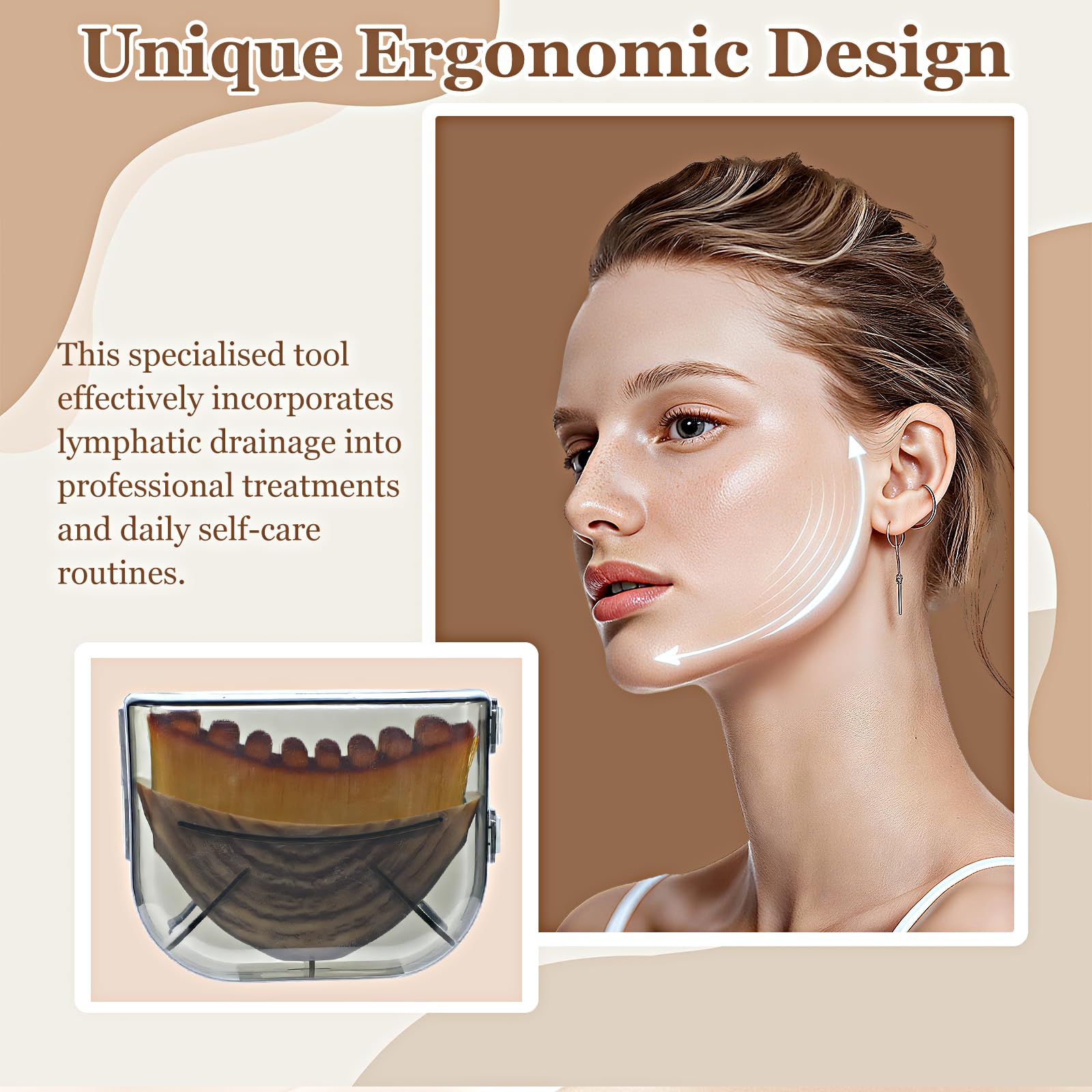 Tankitial lymphatic contour brush aids serum absorption for even distribution and deeper hydration.