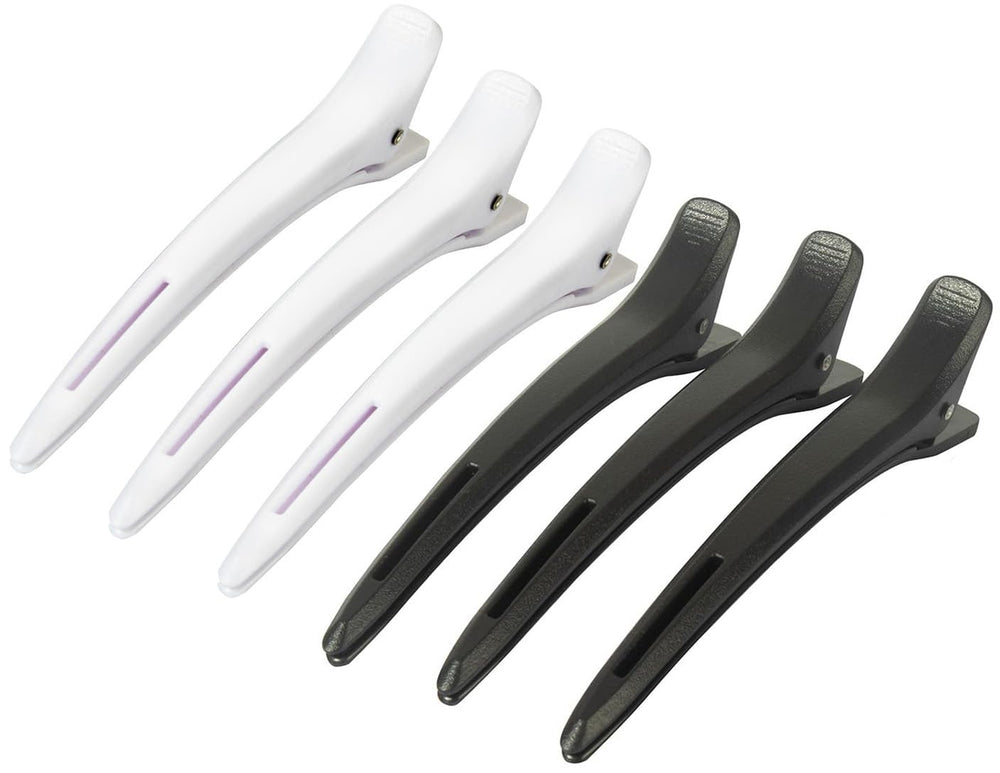 Tanmalan clips de seccionado para cabello, seis piezas negro y blanco, peinado preciso.