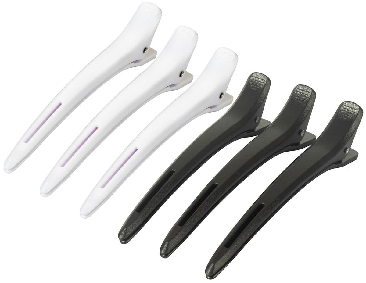 Tanmalan clips de seccionado para cabello, seis piezas negro y blanco, peinado preciso.