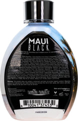 Tanning Paradise Maui Black bottle side view highlighting compact design for travel.