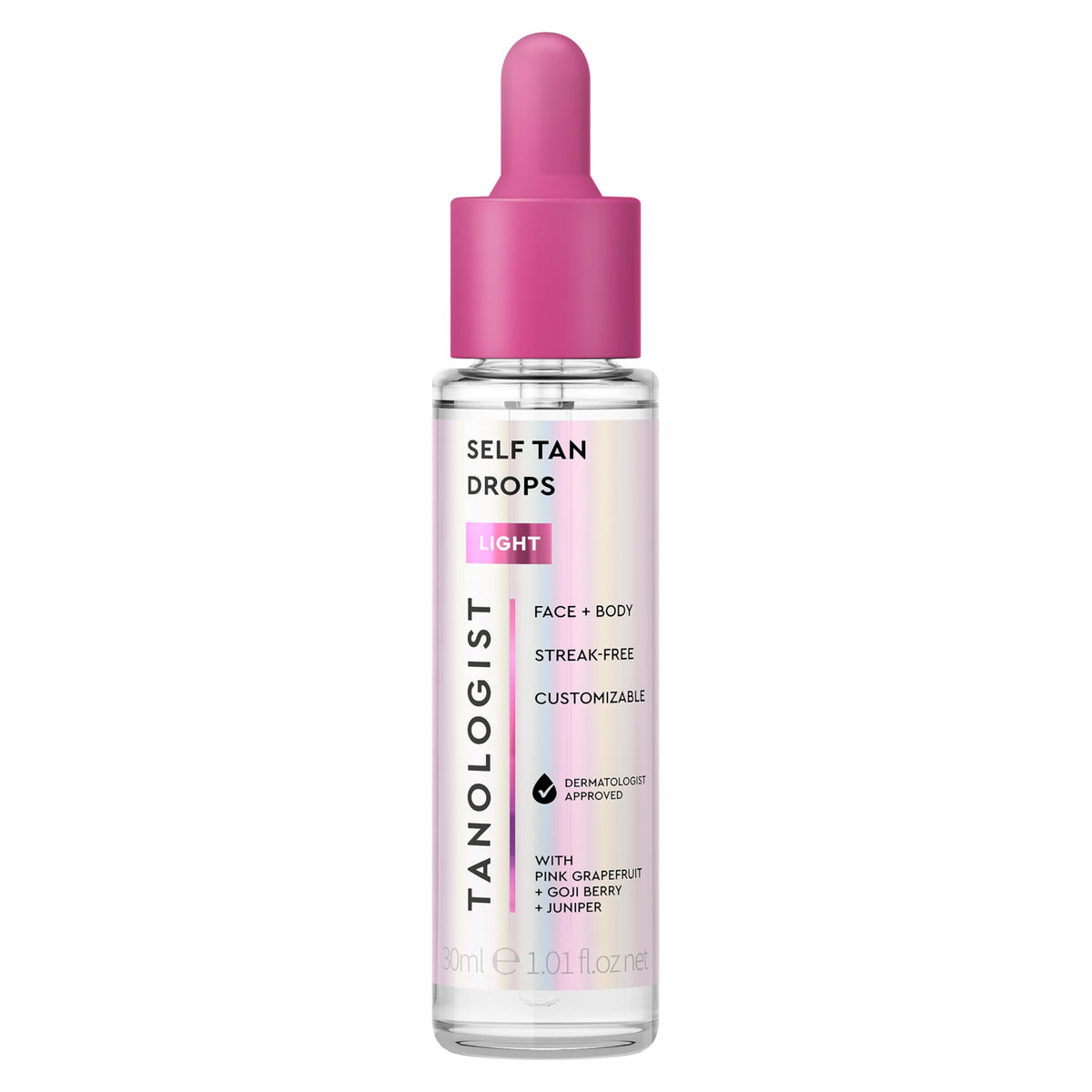 Tanologist gotas autobronceadoras para rostro y cuerpo con bronceado suave y natural.