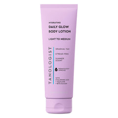 Tanologist hidratante diario corporal bronceado gradual, botella para un bronceado suave y natural.