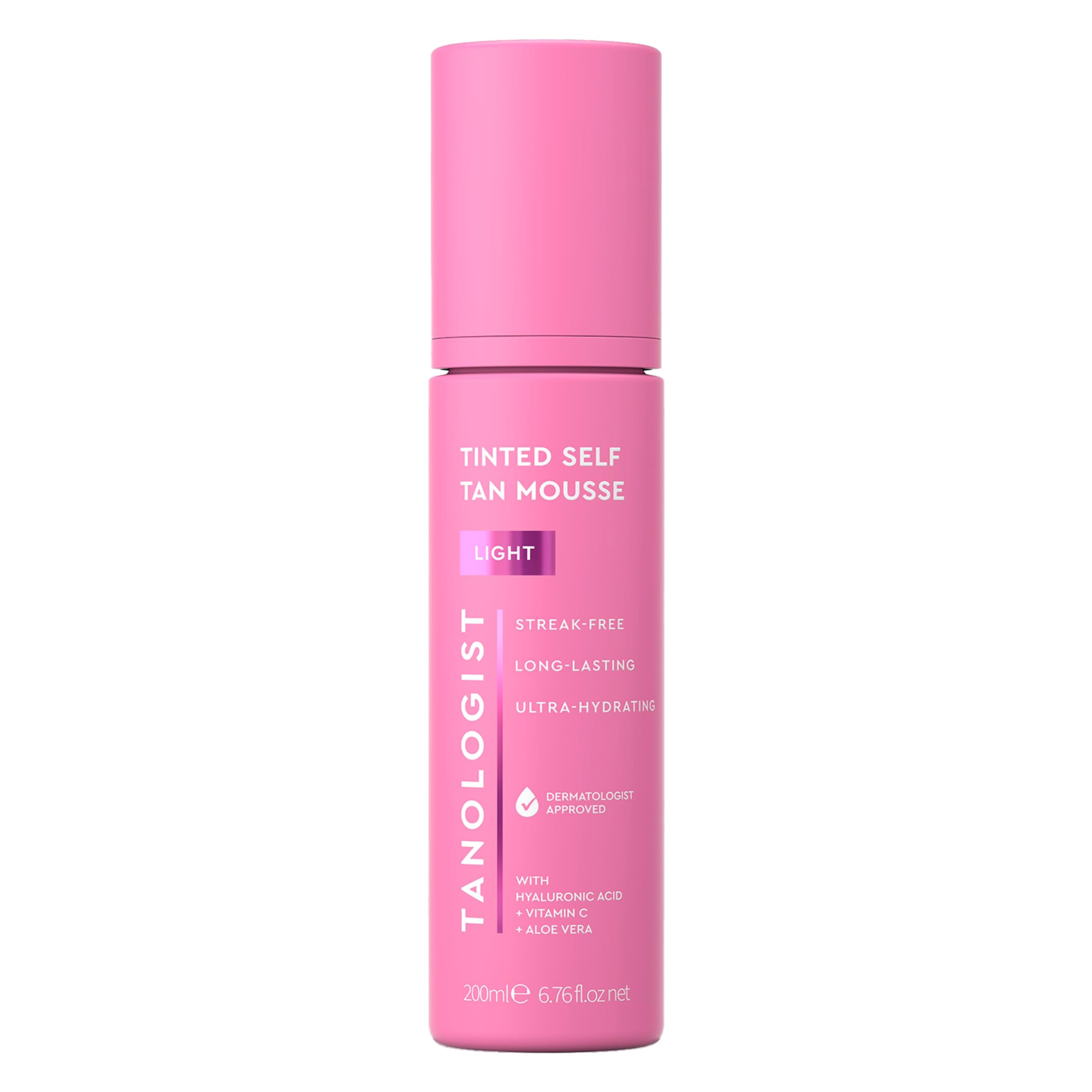 Tanologist Mousse auto-bronceado con guía de color integrada para aplicación uniforme.