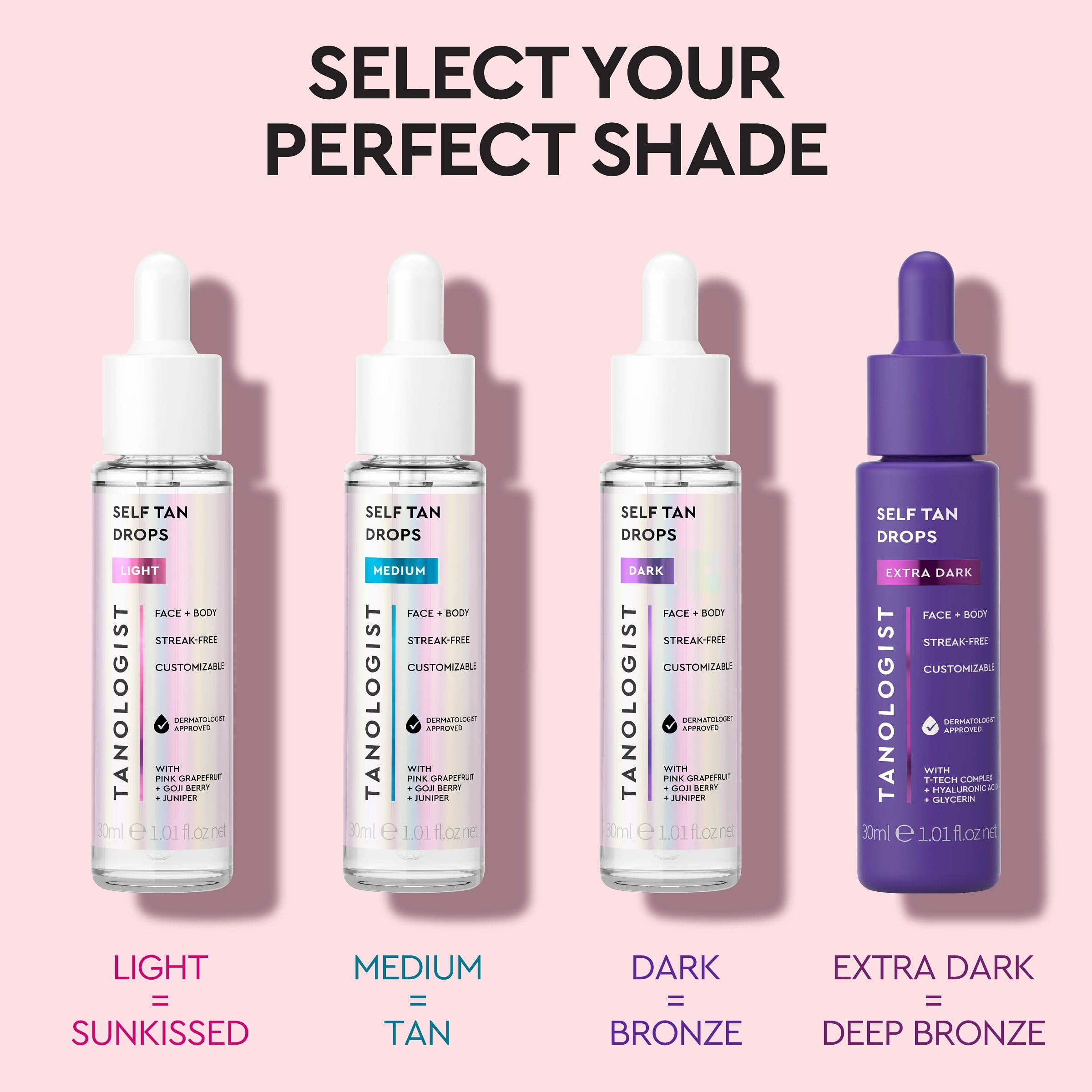 Tono oscuro disponible para un bronceado profundo sin manchas.