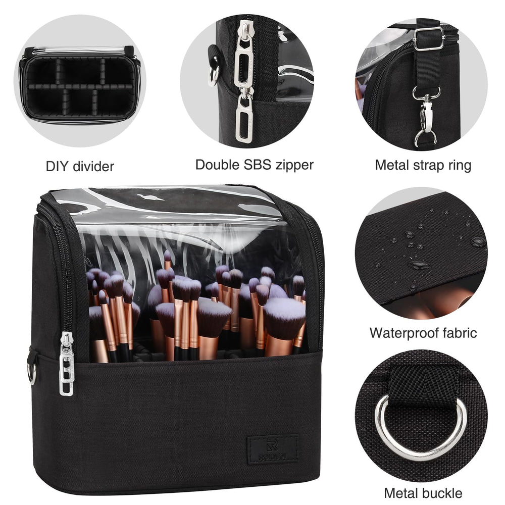 TANTO makeup brush bag open interior showing dividers