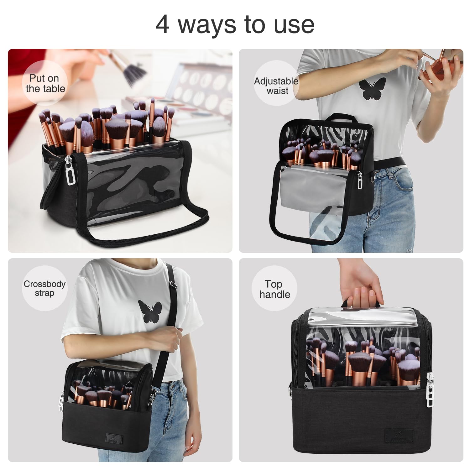 TANTO makeup brush bag travel-ready setup on the go