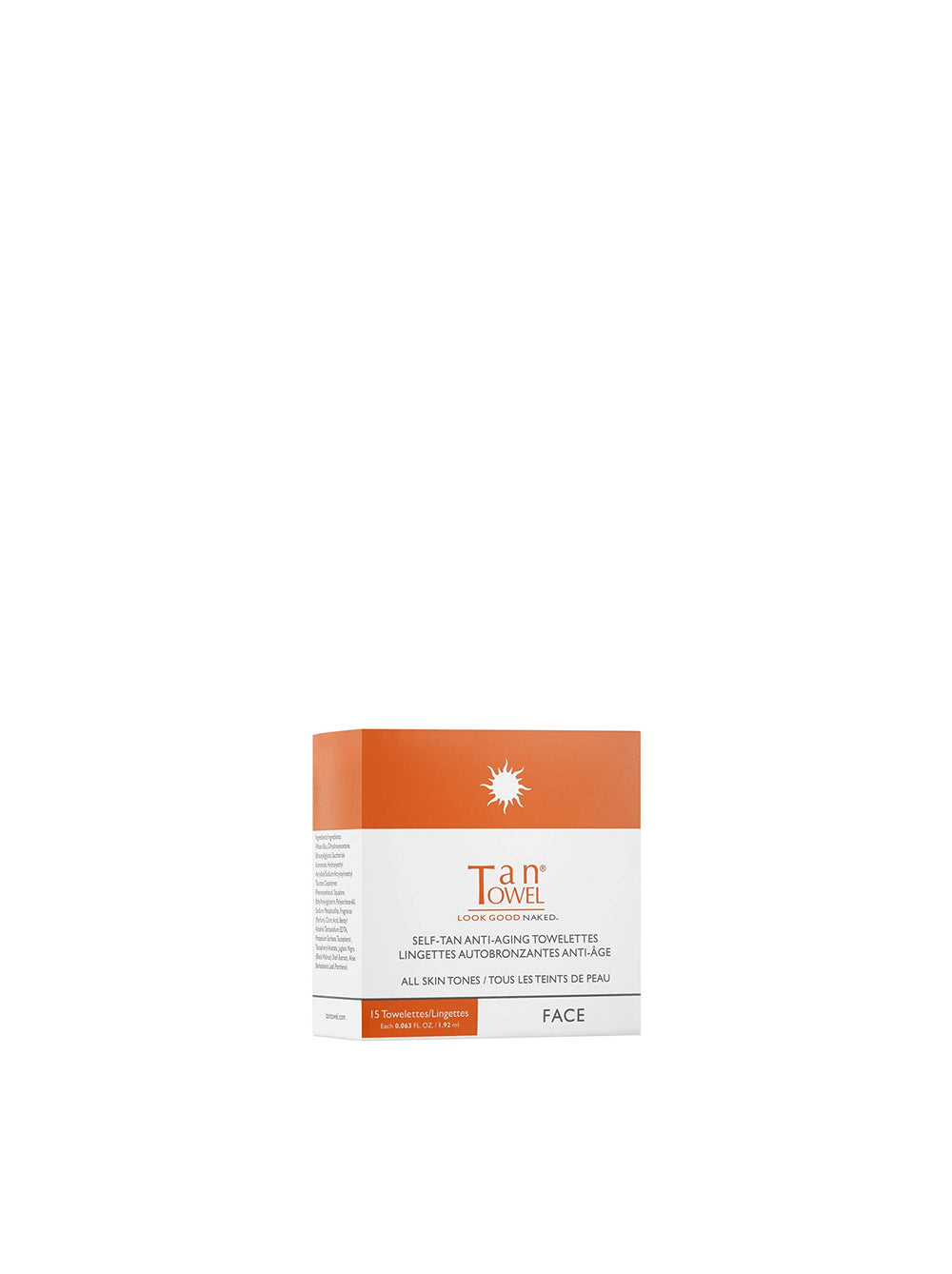 TanTowel face towelettes pack 15 front view for a face self tan option