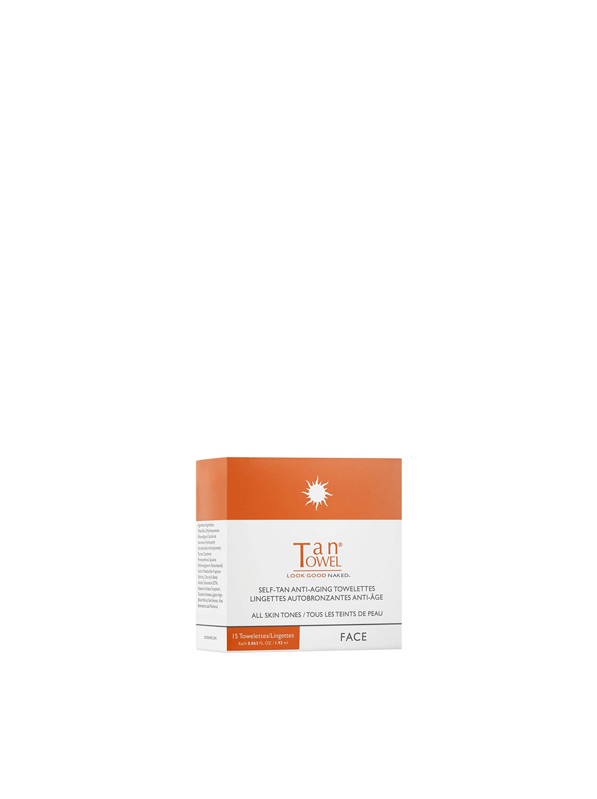 TanTowel face towelettes pack 15 front view for a face self tan option