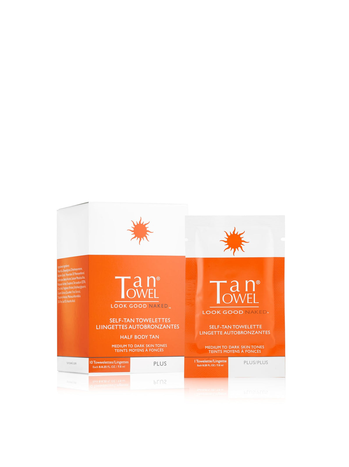 TanTowel Women's Half Body Towelettes pack of 10 for quick self-tanning on the go.