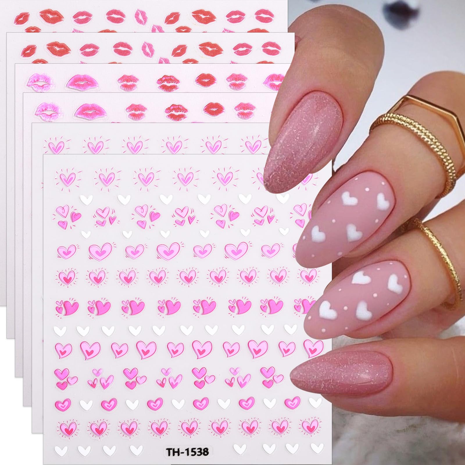 TANYOOTO pink heart stickers with self-adhesive convenience.