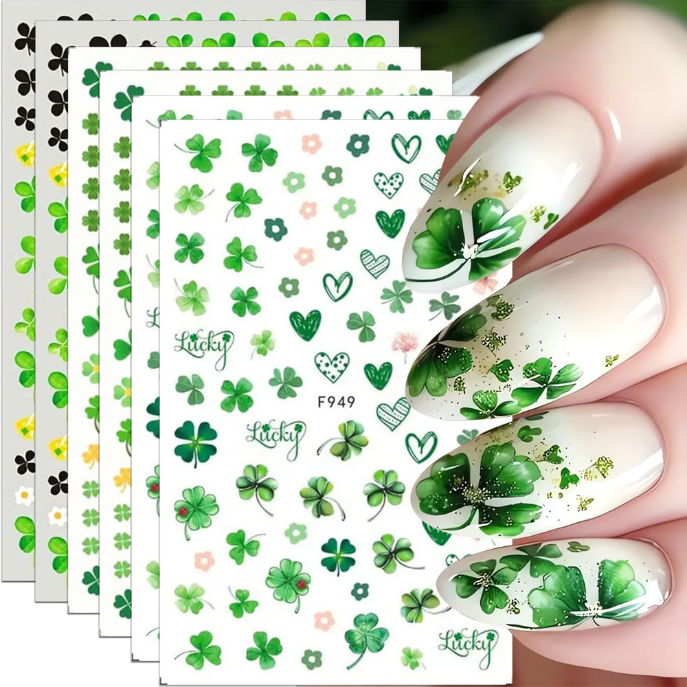 TANYOOTO trébol verde 3D para uñas, ideal para looks festivos.