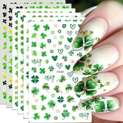 TANYOOTO trébol verde 3D para uñas, ideal para looks festivos.