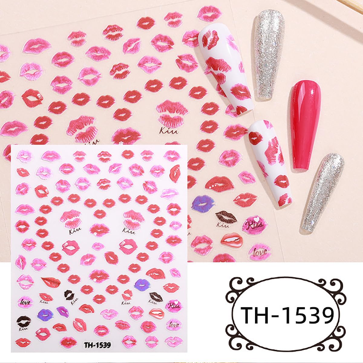 TANYOOTO Valentine decal set enabling versatile nail designs.