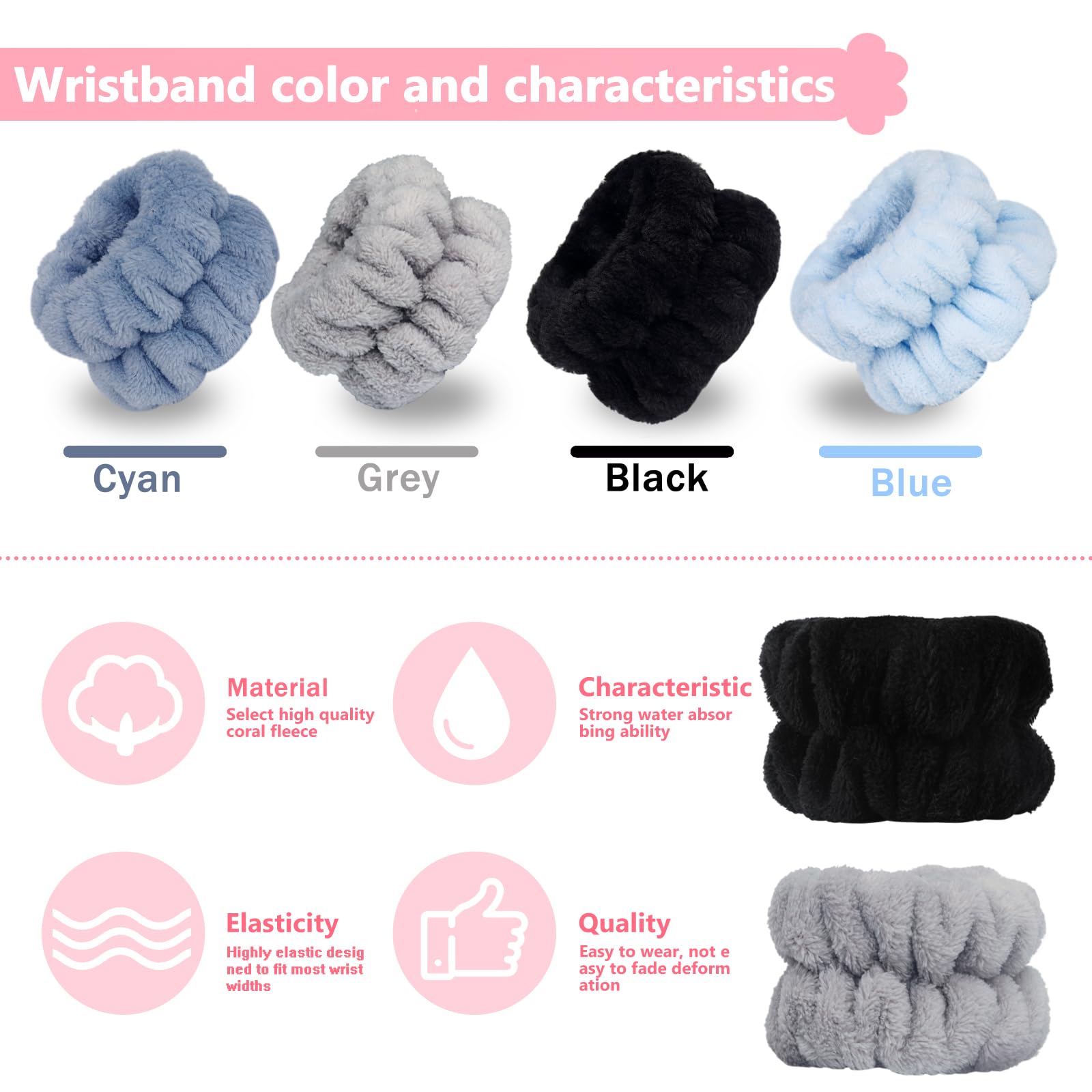 Taocar wrist bands microfiber-coral-fleece-soft demonstrate skin-friendly fabric for cleansing