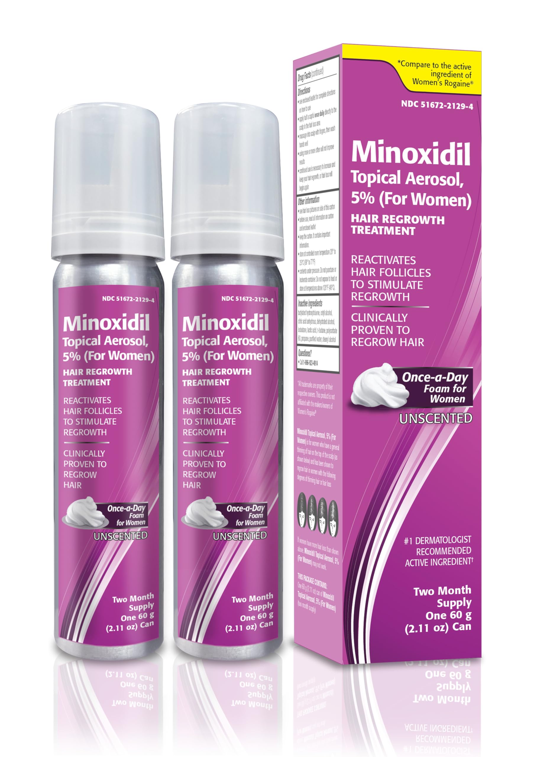 TARO minoxidil 5% foam bottle for potential hair regrowth support.