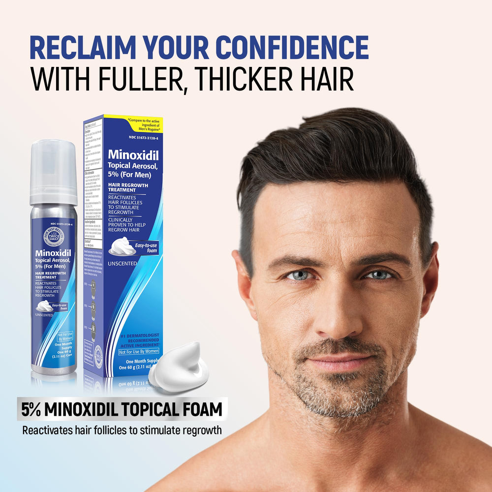 TARO Minoxidil foam dispense action demonstrates quick, mess-free application
