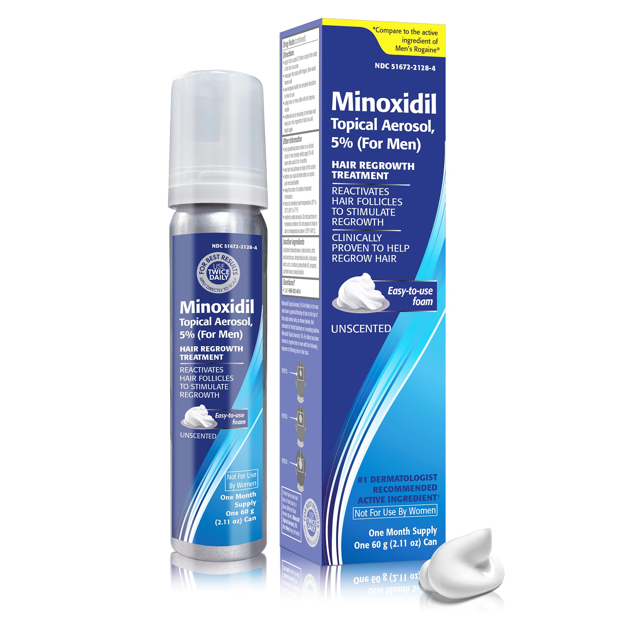 TARO Minoxidil foam packaging emphasizes convenience and shielding cap