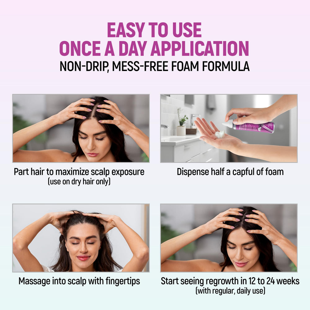 TARO Minoxidil para mujer spray espuma suave y sin fragancia