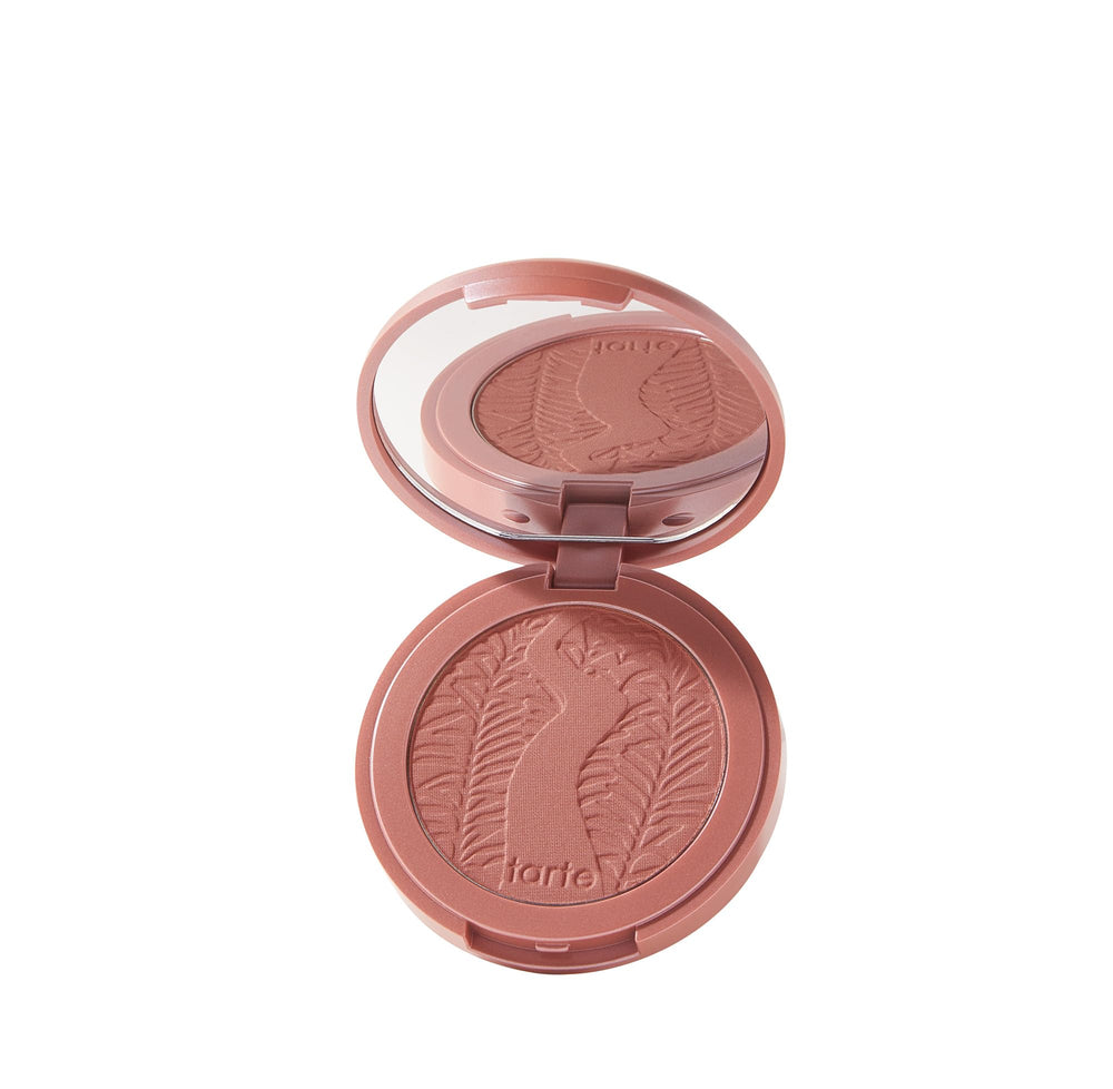 tarte amazonian clay 12-hour blush swatch on cheek for natural buildable flush