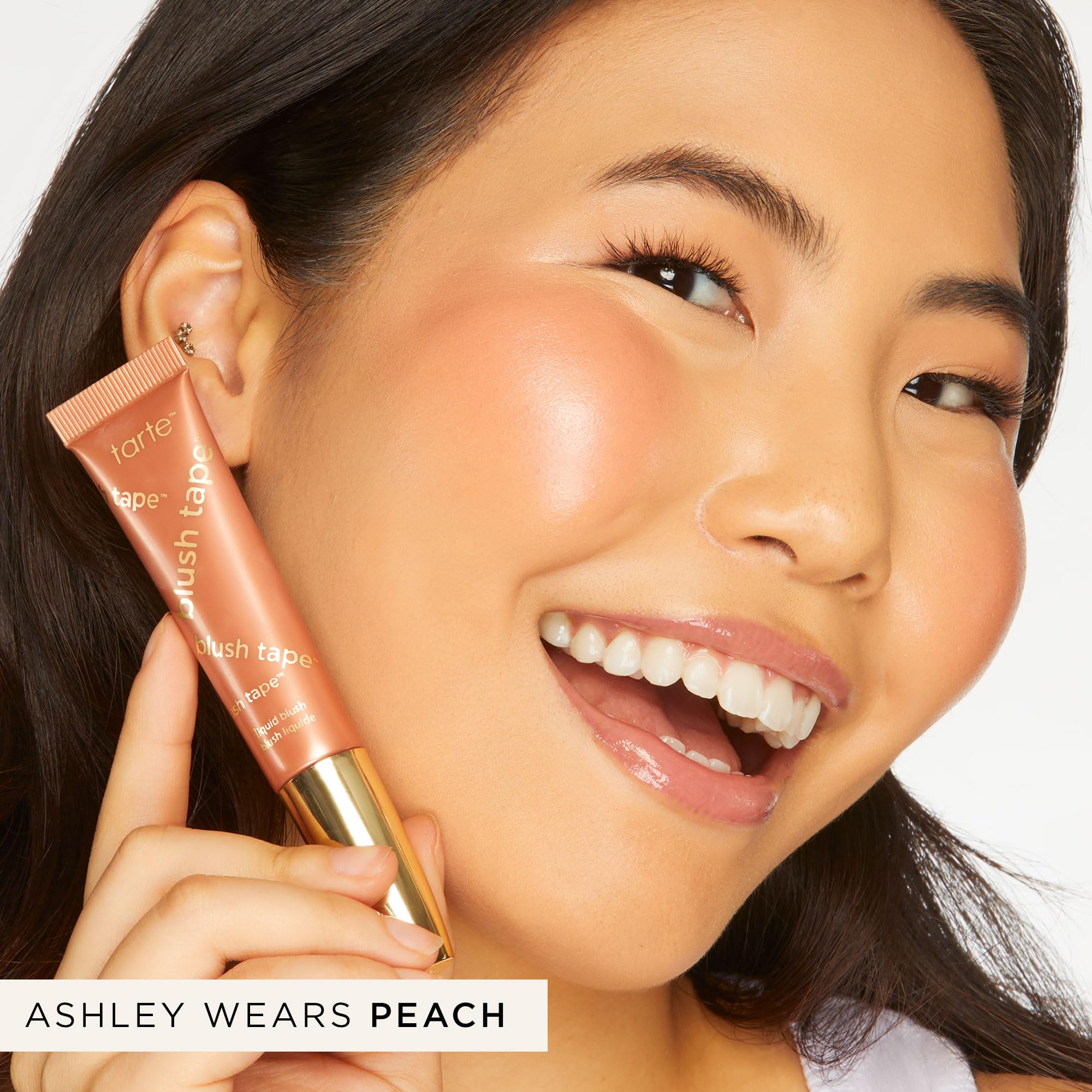 Blended tarte Blush Tape on cheek for a natural, seamless finish