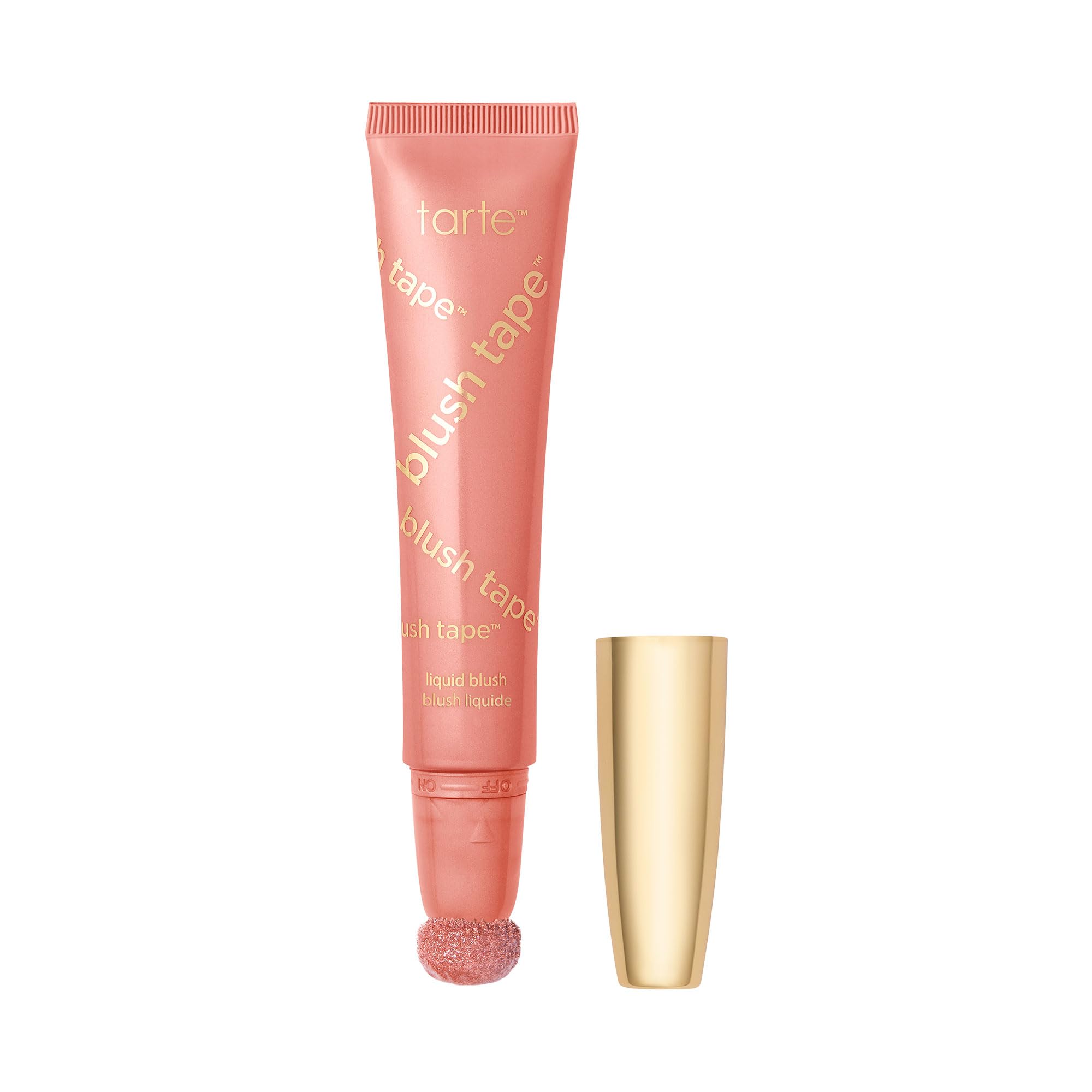 Tarte Blush Tape packaging on display showing travel-friendly design and twist-lock cap