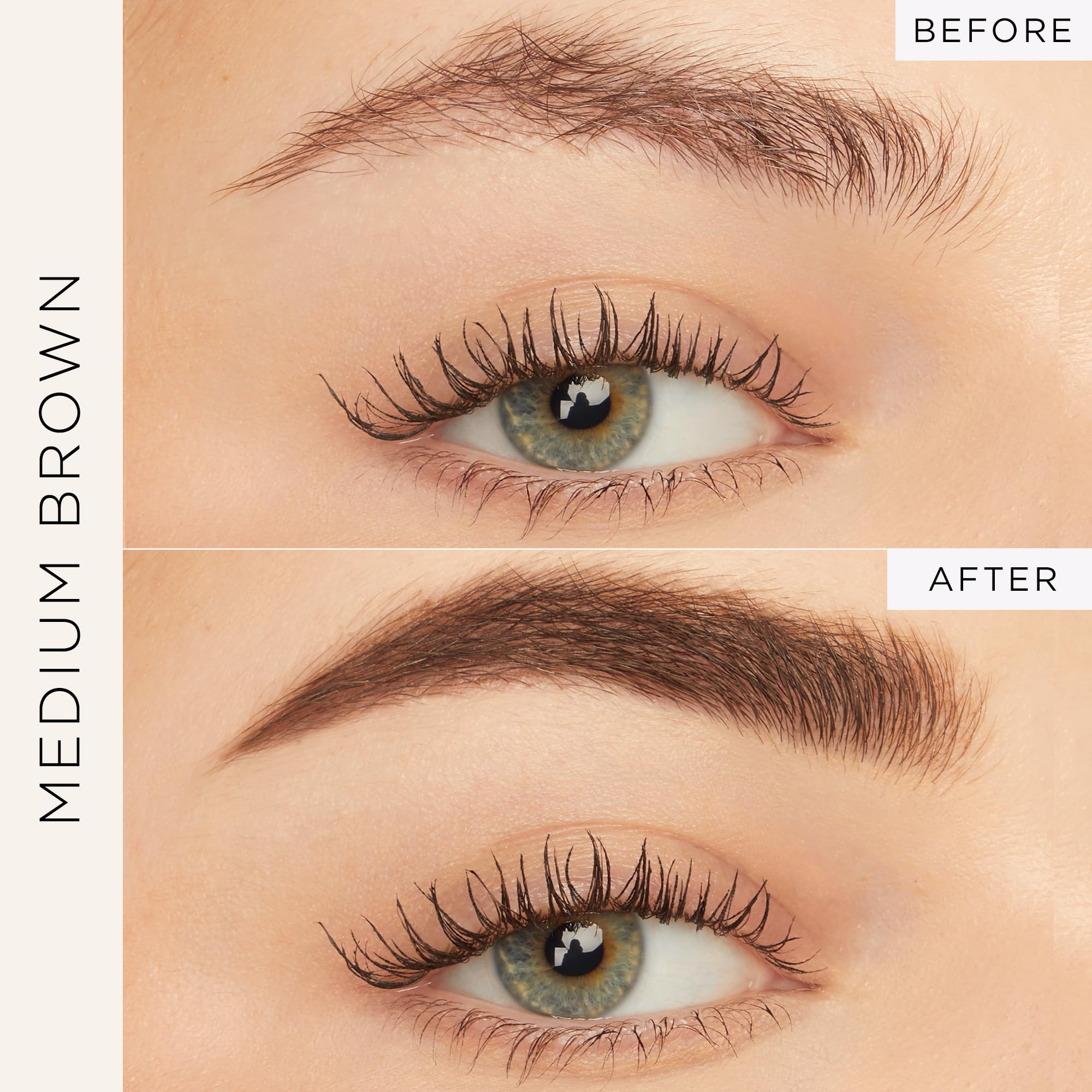 tarte busy gal tinted brow gel swatch in med brown for fuller look