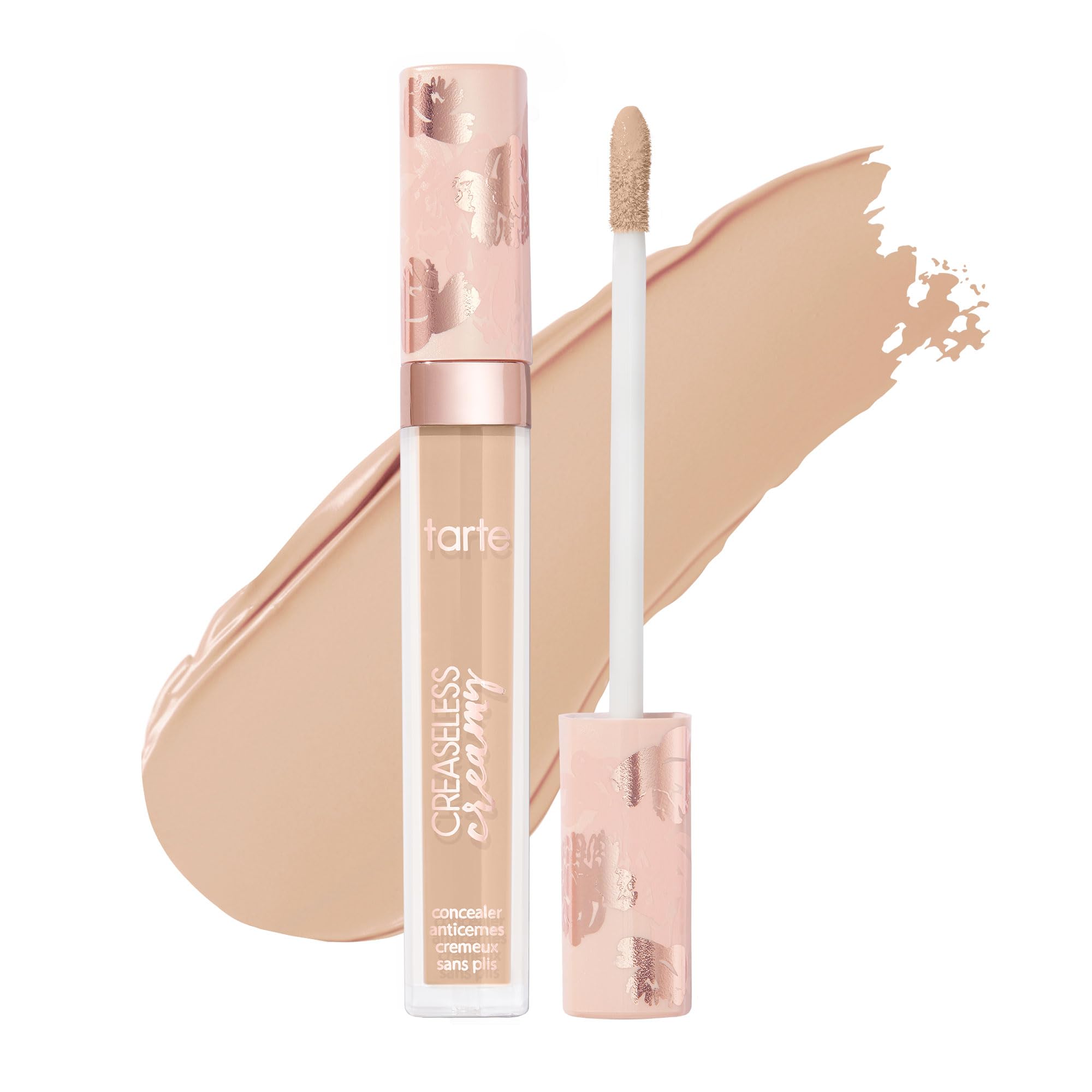 tarte Creaseless concealer bottle close-up showing hydrating full-coverage finish