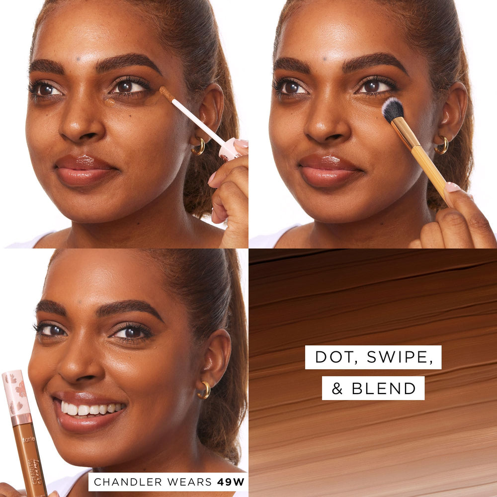 tarte creaseless concealer waterproof formula resists wear in humidity.