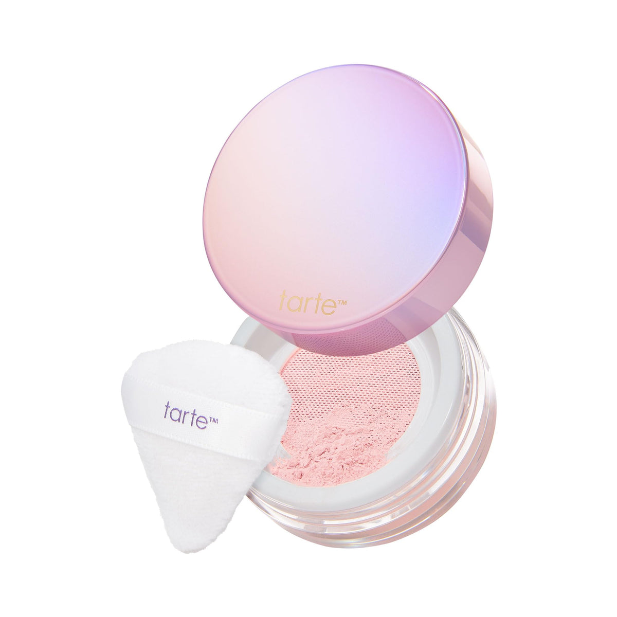 Tarte Creaseless Setting Powder bottle shown for long wear and shine control.