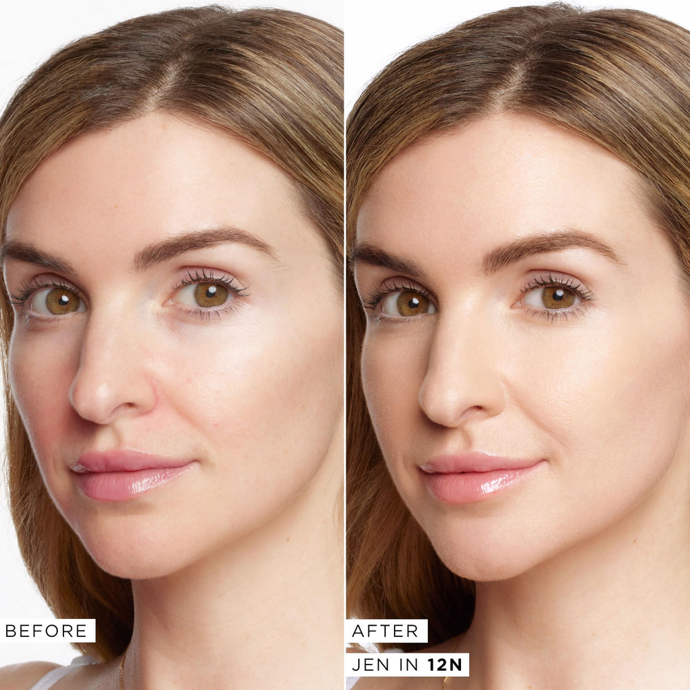 Aplicación suave de tarte face tape foundation para cobertura uniforme