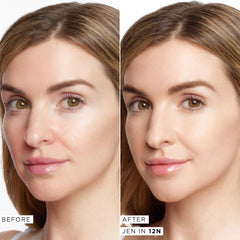 Aplicación suave de tarte face tape foundation para cobertura uniforme