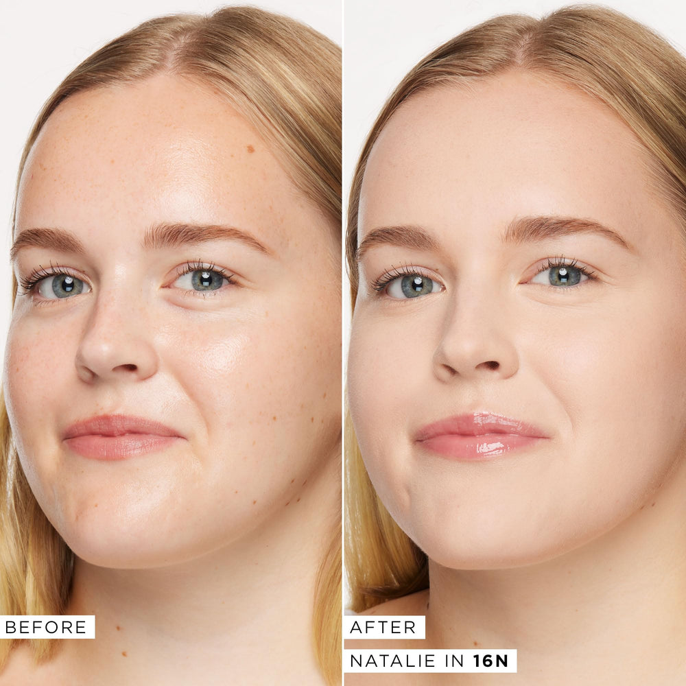 Tarte Face Tape Foundation close-up of pores blurred for smoother texture.