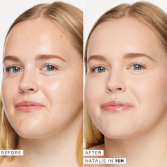 Tarte Face Tape Foundation close-up of pores blurred for smoother texture.