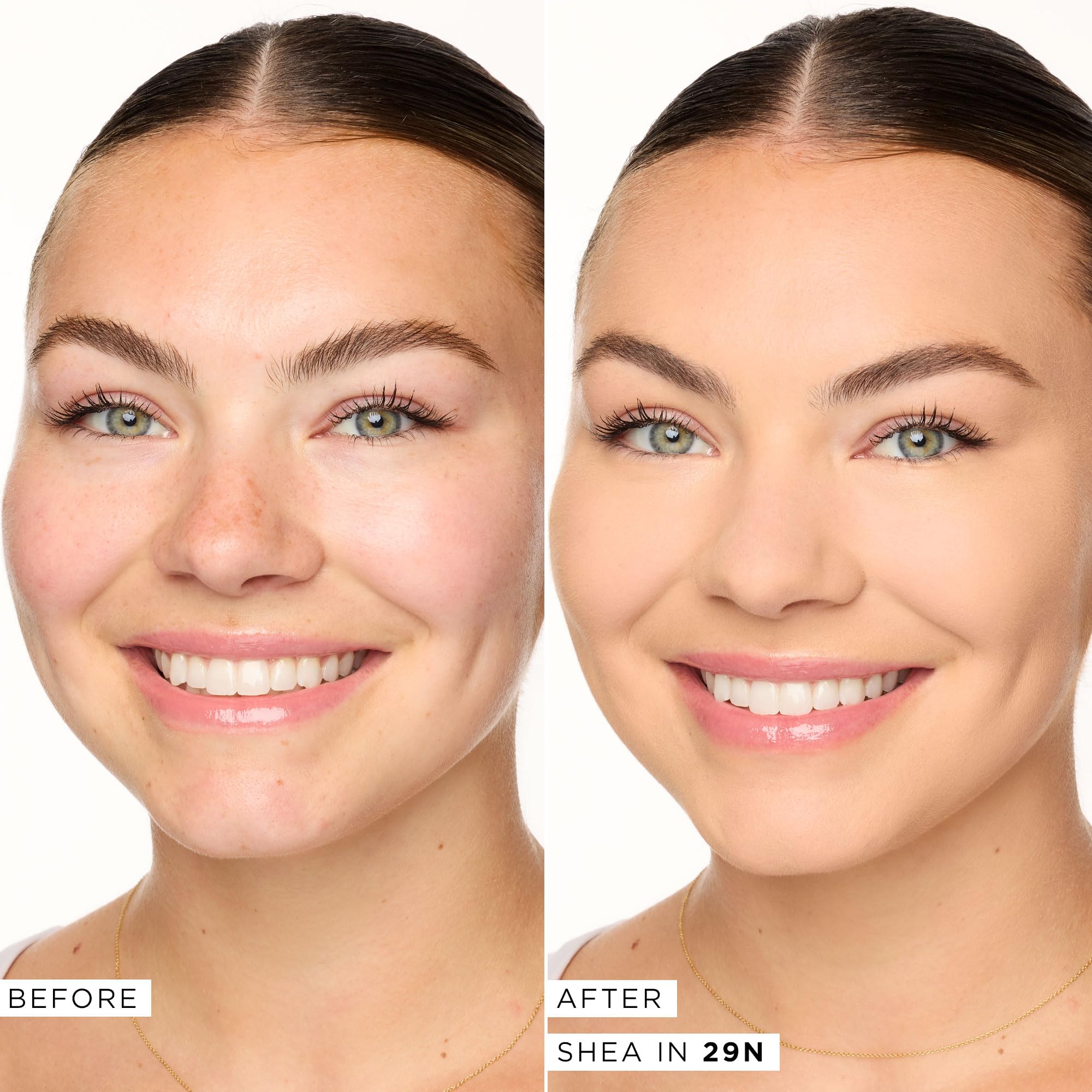 Swatch on skin showing redness coverage with Tarte Face Tape Foundation.
