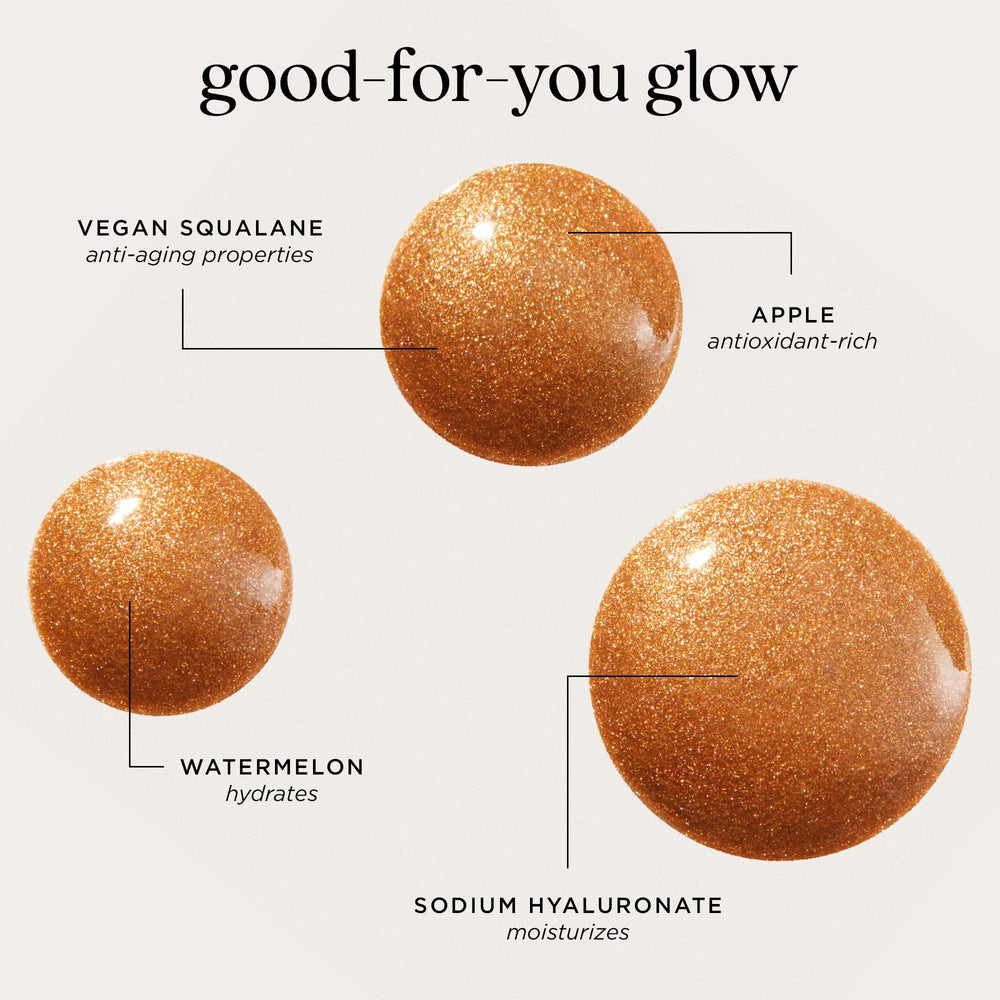 tarte Key Largo Glow Bronzing Drops swatches reveal warm bronze payoff.