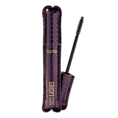 tarte Lights, Camera, Lashes mascara bottle close-up shows ultra-dark pigment for defined lashes