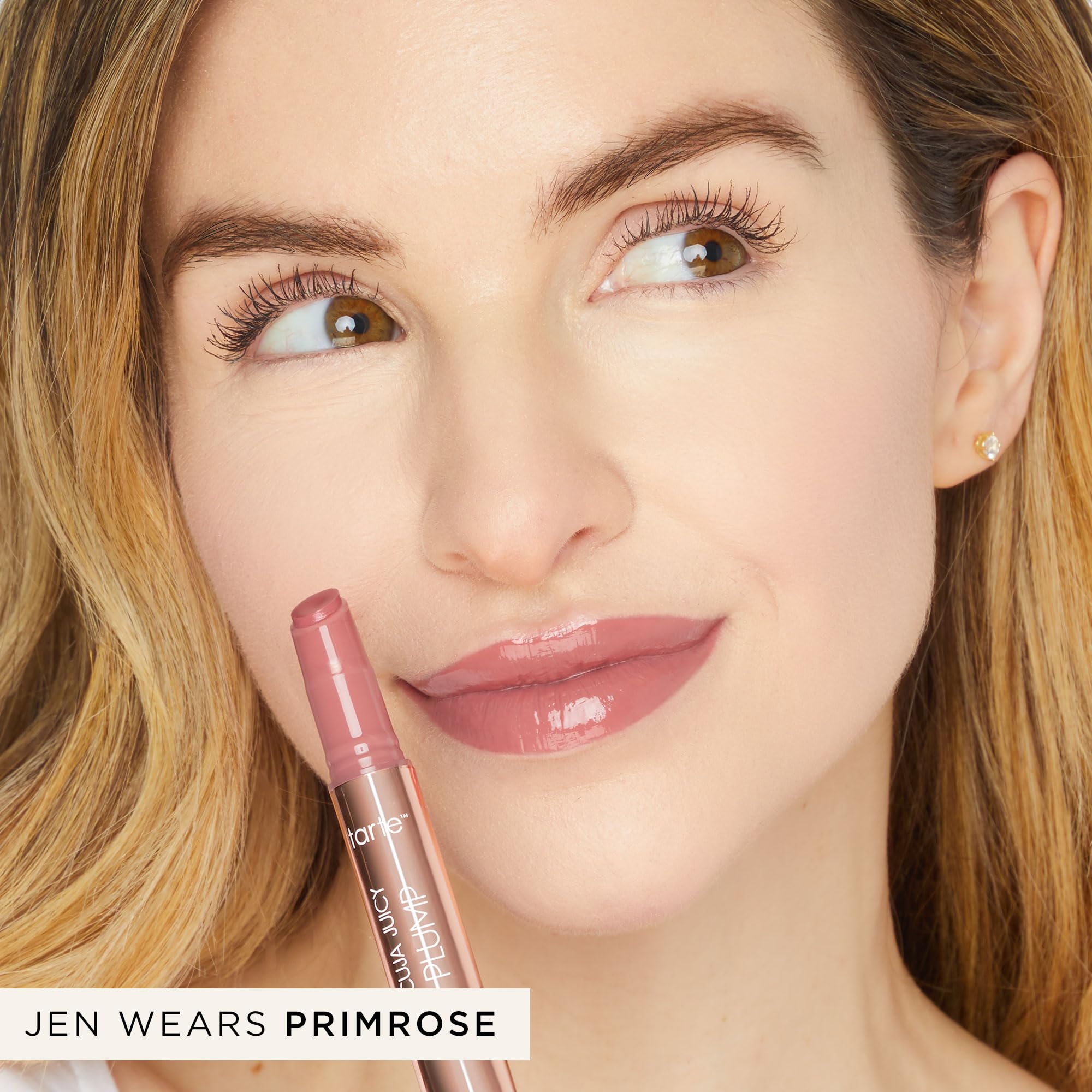 Tarte maracuja juicy lip plump application on lips demonstrating layering