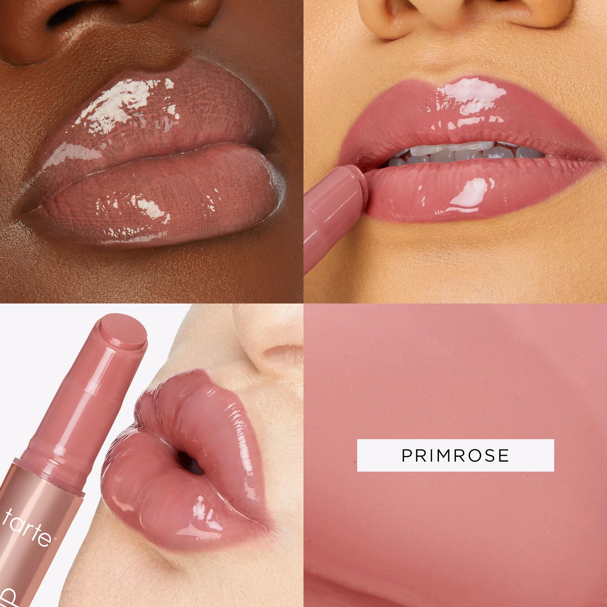 Tarte Maracuja Primrose shine closeup highlighting glossy stained finish