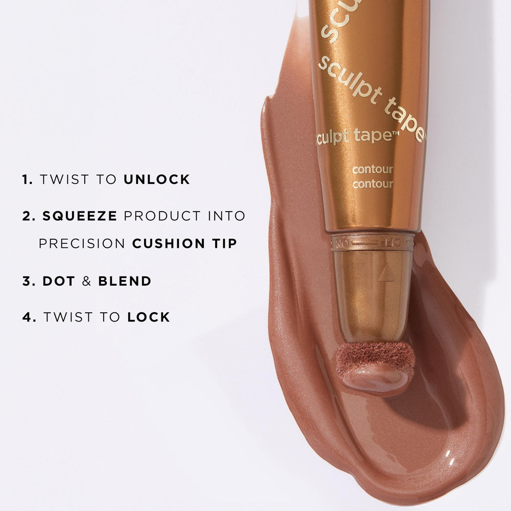 Tarte Sculpt Tape Contour jawline definition for a sharper profile.