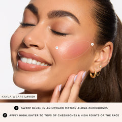 tarte Stay Golden blush compact in mauve pink blends easily for seamless payoff