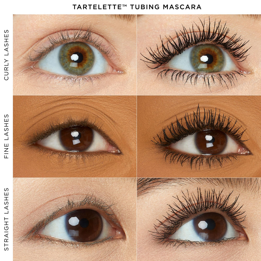 Tartelette Tubing Mascara favorece rizo 360 y cerdas que definen las pestañas.