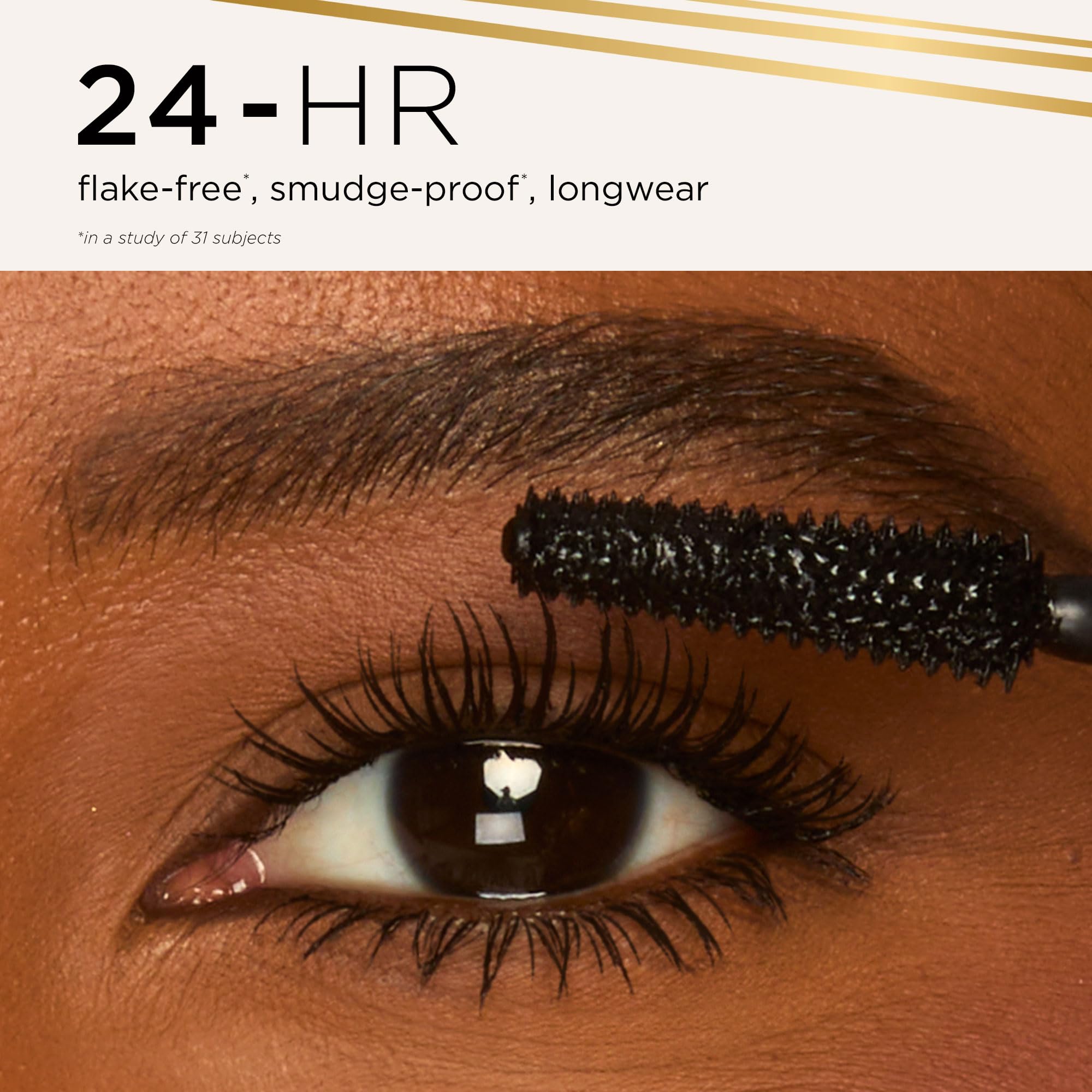 tarte tartelette-xl tubing mascara 24-hour wear swatch demonstrates long-lasting, smudge-proof performance.