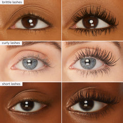 tarte tartelette-xl tubing mascara brush-on lashes close-up shows 360° lash extension comb.