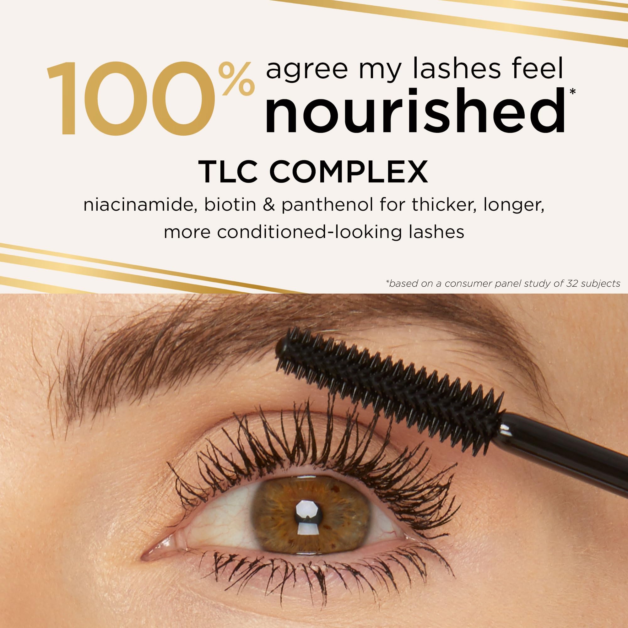 tarte tartelette-xl tubing mascara lashes length lift close-up demonstrates XL length.