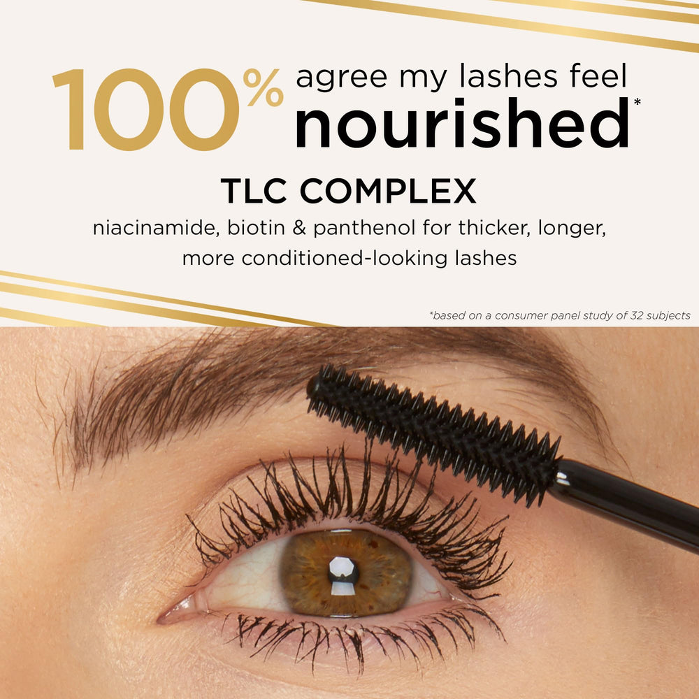 tarte tartelette-xl tubing mascara lashes length lift close-up demonstrates XL length.