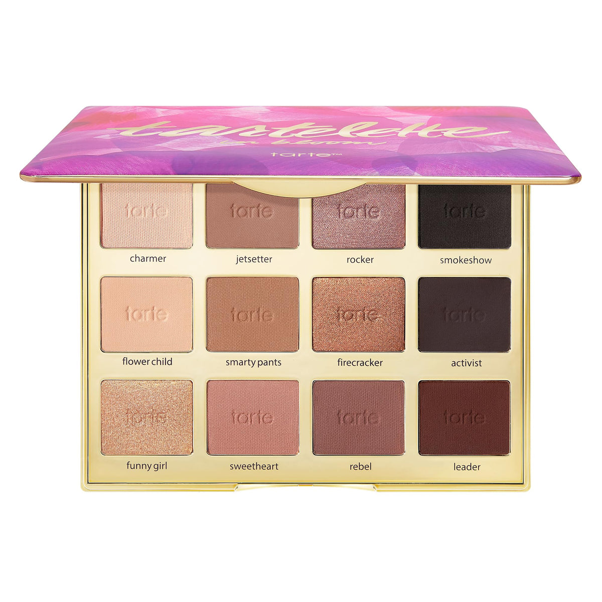 tarte tartelette in bloom palette packaging closeup highlights vegan design for cruelty-free shoppers