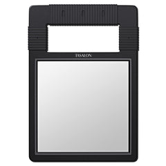 TASALON hand mirror with silicone handle provides a durable grip for grooming.