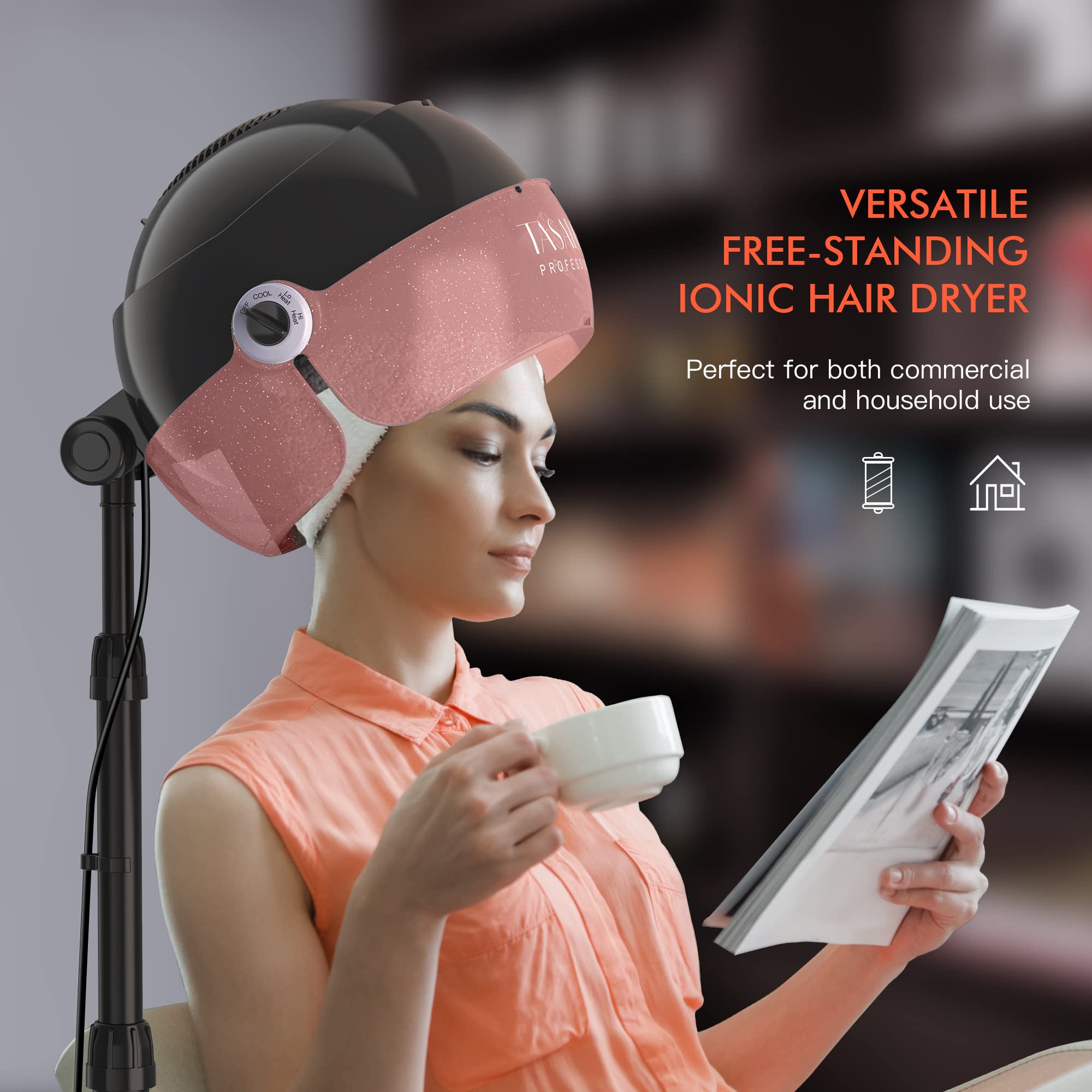 TASALON Ionic hooded dryer assembled for convenient use at home or in the studio.